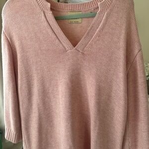 Elie Tahari Pink V-Neck Sweater Classic Knit